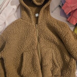 SHEIN Brown Kids Sherpa Hoodie